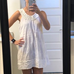 XS White coverup with beading lace neckline